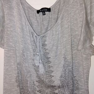 Code Bleu Light Gray Women's Blouse with Embroidery XL PTP 22"